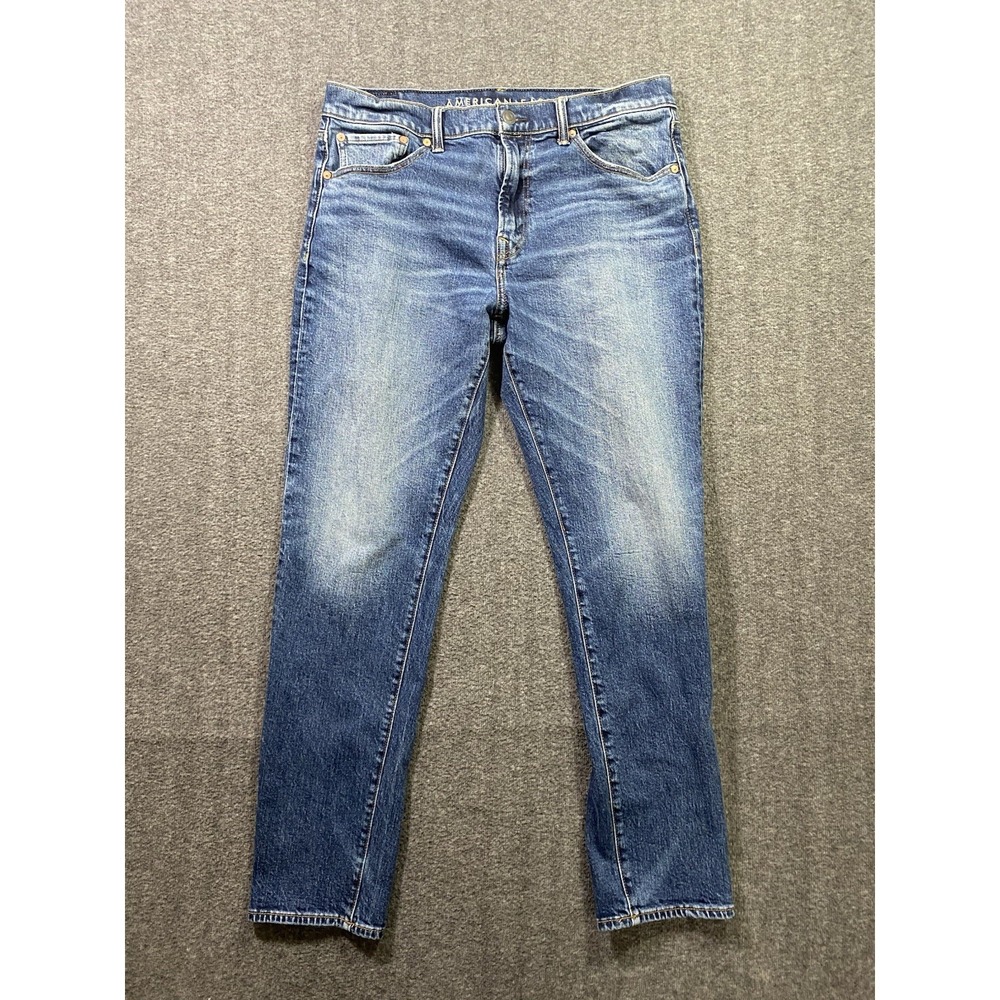 American Eagle Athletic Straight Blue Jeans Men's Easy flex Denim Size 33x32
